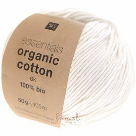   Rico Essentials Organic Cotton aran 100% pamut fonal - 001 FEHÉR