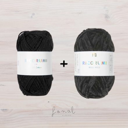 Ricorumi pamut+zsenília kombináció - fekete