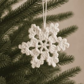 Hópehely amigurumi alapcsomag fonalakkal és horgolóeszközökkel